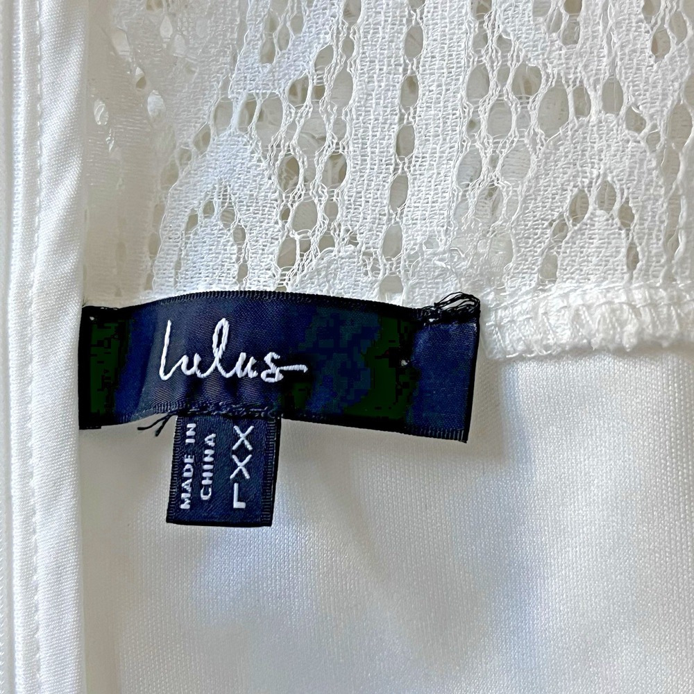 Lulus White Lace Sheath Midi Dress XXL NWOT Bridal Shower Rehearsal Dinner - Picture 6 of 7